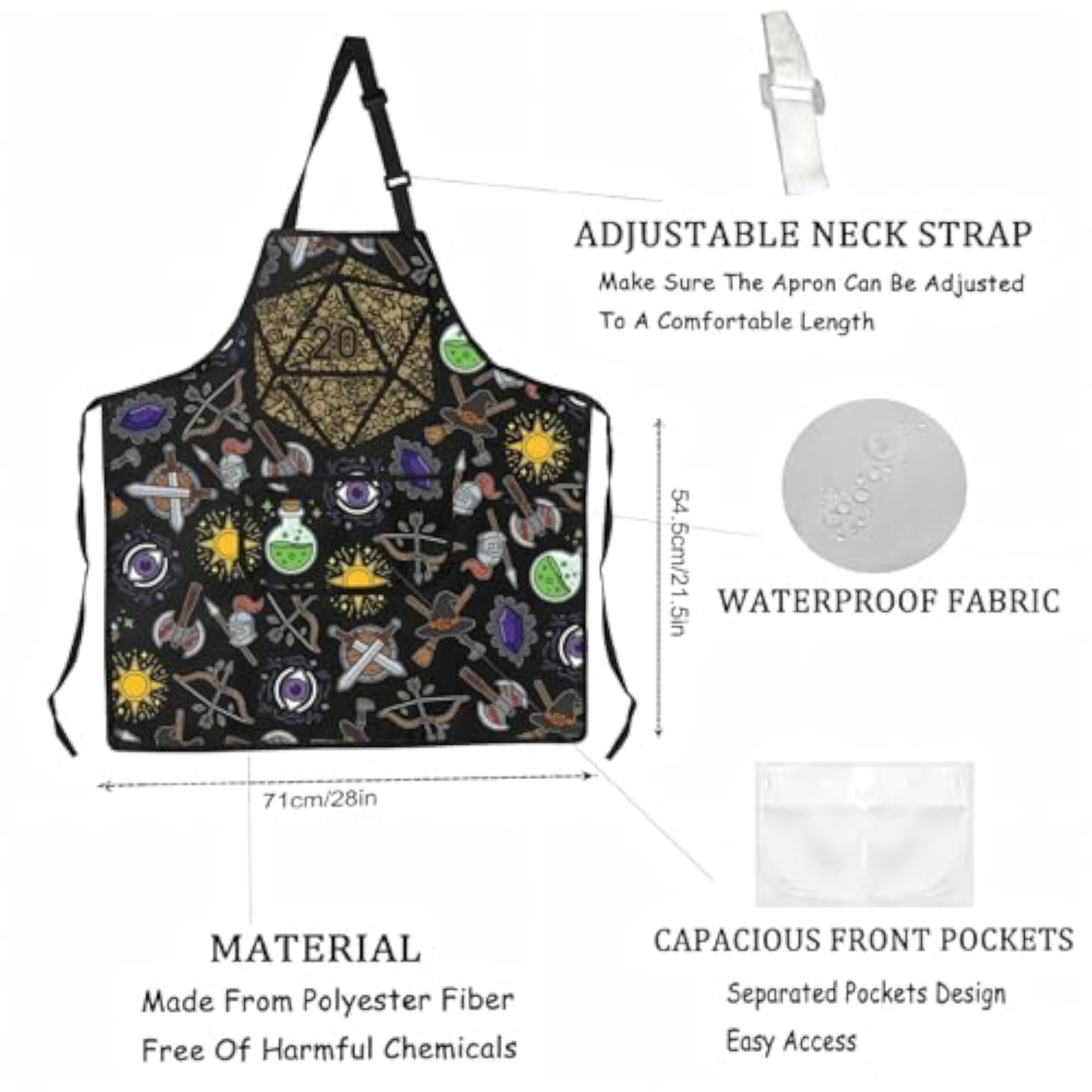 D Dice Kitchen Apron, Gift for Gamers
